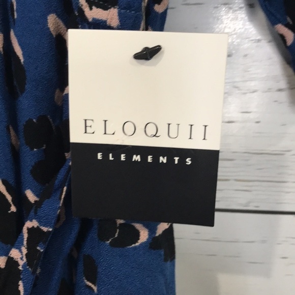 NWT Eloquii Elements plus size blue leopard print kimono sleeve vneck jumpsuit - Picture 8 of 11